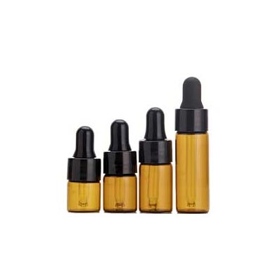 Small 3ml 5ml 10ml empty amber glass cosmetic bottles with dropper pipettes