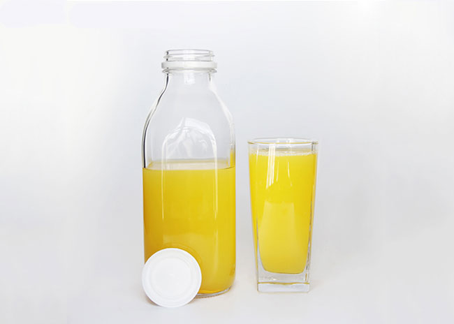 Free sample 16oz french square glass bottles with twist off caps for Milk/Juice