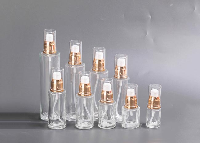 Refillable clear small 15ml glass skincare bottle for cosmetic packaging
