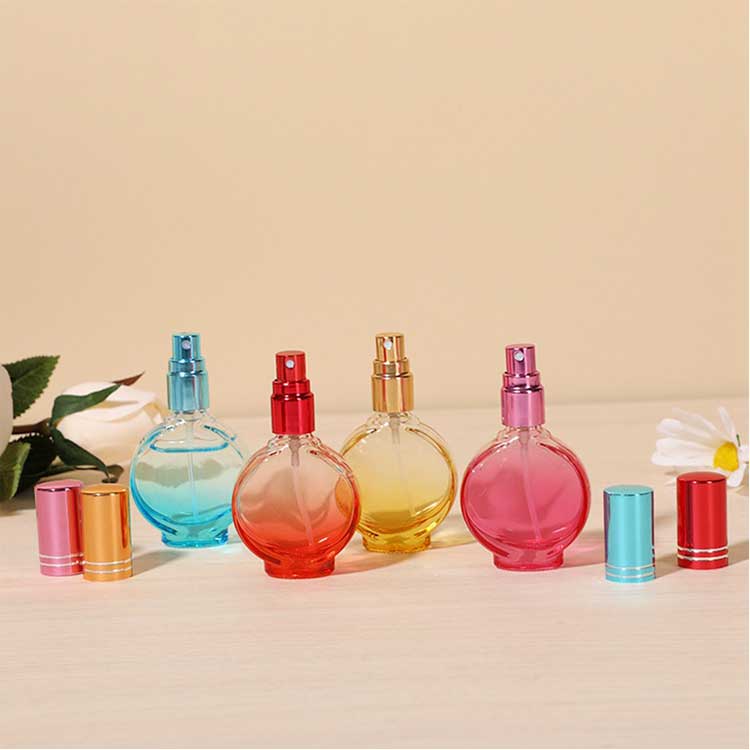 Hot selling colored small refill 15ml gradient ramp glass perfume bottle