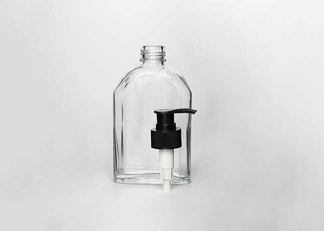 500ml flat empty black glass lotion bottles with dispenser pump