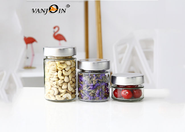 Cheap clear glass food jars with lids wholesale from glassware manufacturer