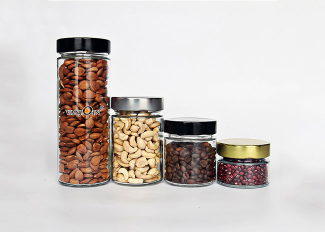 Cheap clear glass food jars with lids wholesale from glassware manufacturer