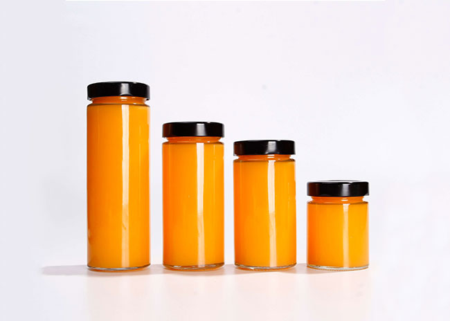 Cheap clear airtight glass fruit juice jar with metal lid for sale