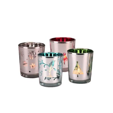 Custom empty 8oz silver mercury glass candle jars with bamboo lids bulk for wedding/festiavl/parties