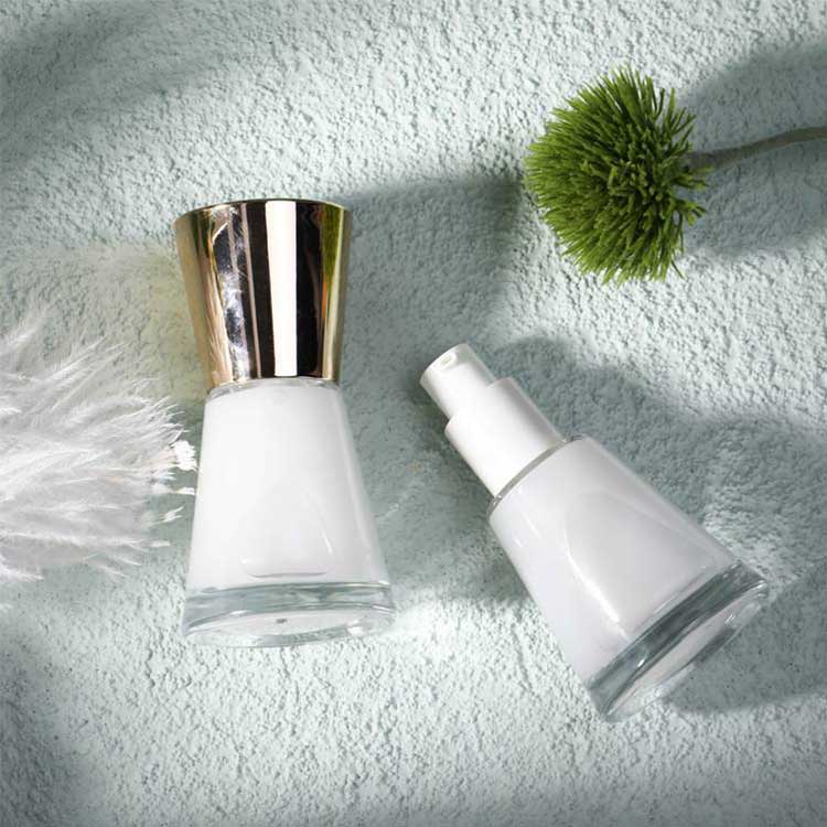 High end clear refillable 30ml glass travel shampoo bottles for cosmetic containers