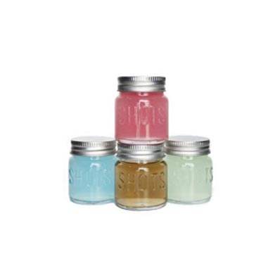 Bulk sale 2oz embossed clear mini shot glass jars with lids 
