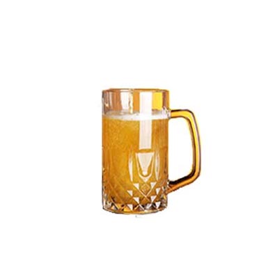 New design 330ml best blown glass beer mugs with handle