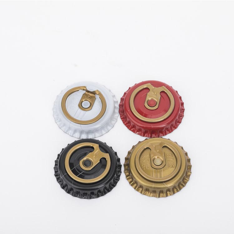 Easy Pull Custom 26mm 28mm Colored Pull Ring Crown Cap Bottle Caps Closures for Glass Beer Juice Beverage Drinking Bottles