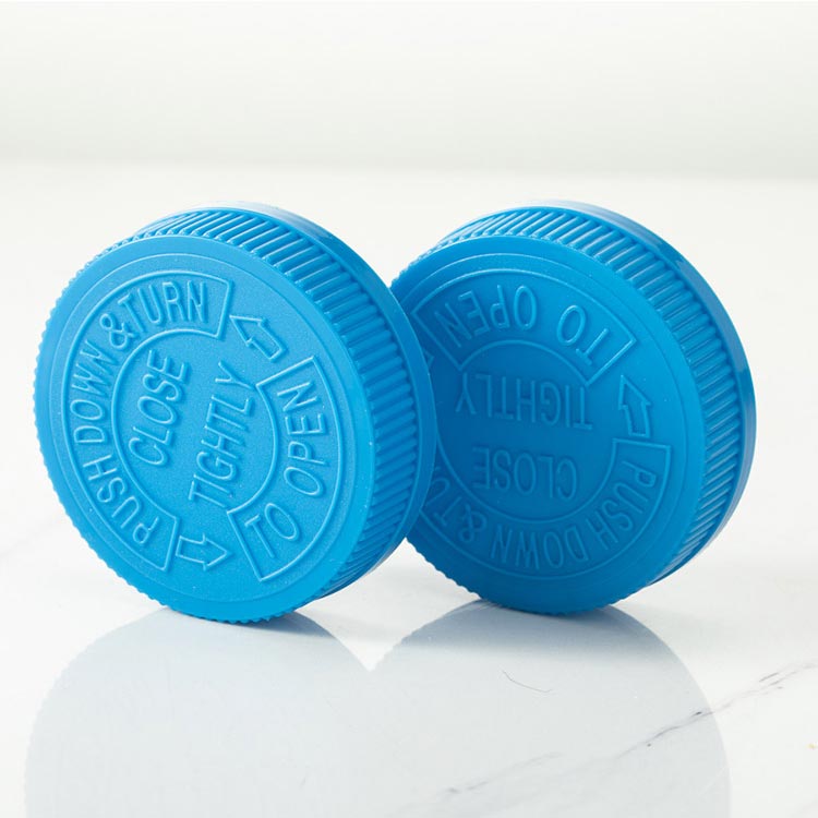 Blue Color Double Wall Ribbed Pressure Screw Cap Child Resistant Cap