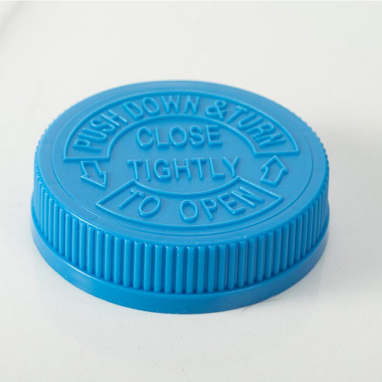 Blue Color Double Wall Ribbed Pressure Screw Cap Child Resistant Cap