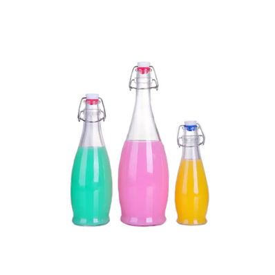 Supplier direct embossed clear 1000ml glass flip top bottle with factory price