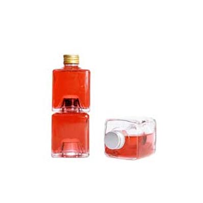 Clear 150ml square glass liquor bottles with gold caps bulk