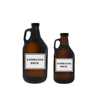 Custom amber 32oz glass growler jugs with metal caps for home brewing/beer