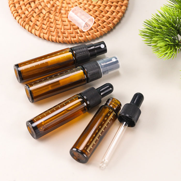 Amber Glass Dropping Bottles Mini Empty Dropper Vials, Clear, 10ml | Sample Containers with Black Cap for Essential Oil Perfumes Cosmetics Aromatherapy, Storage Jars for DIY Travel Refills