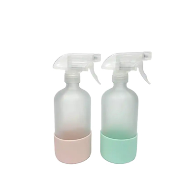 Hot Selling 8oz 16oz boston round glass spray bottle with silicone sleeve