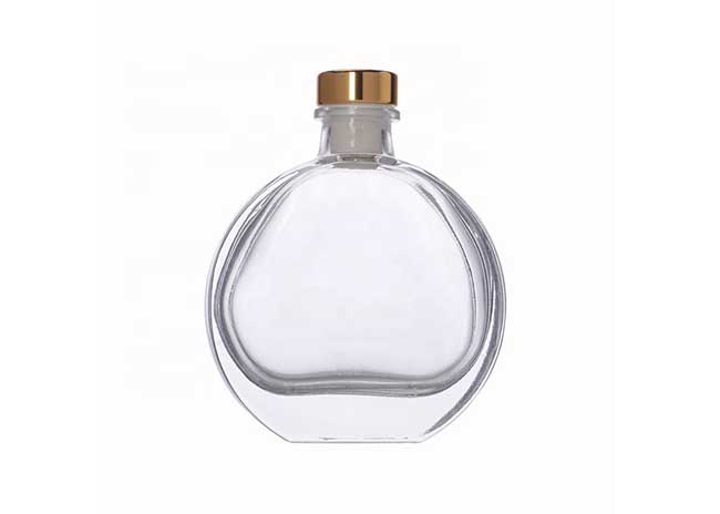 Flat round air fresh clear 50ml glass diffuser bottle with reeds for  home/car/office