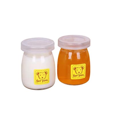 Wholesale clear small 100ml/150ml/200ml glass pudding jars with lids for Yogurt mixing