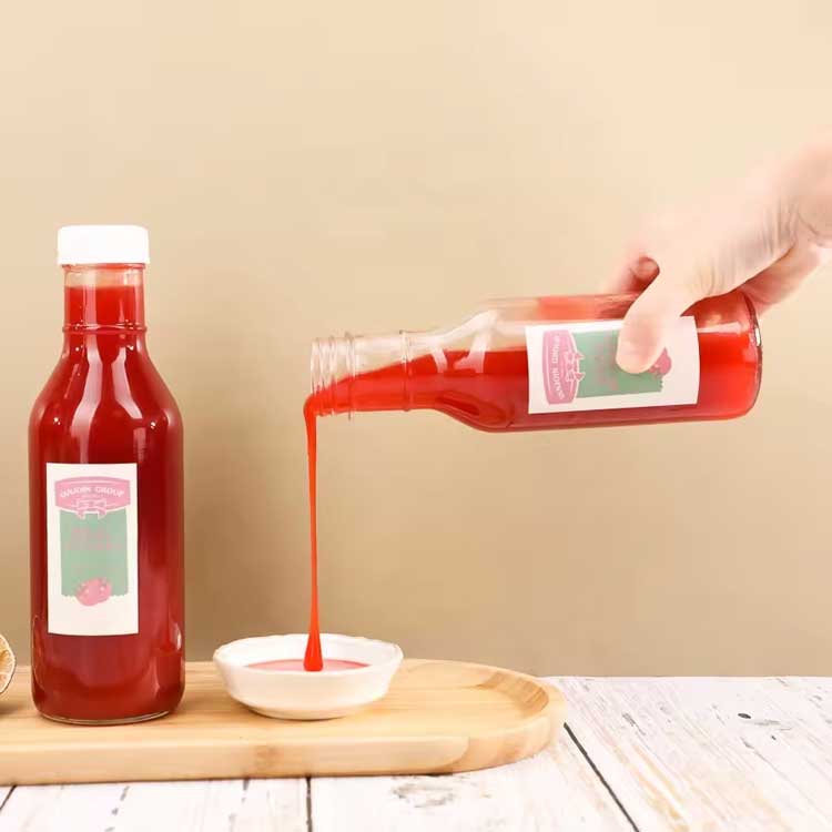 Empty clear 16oz tomato passata sauce bottles glass passata bottles for bbq salad dressing