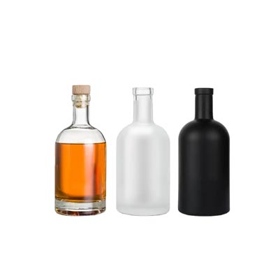 Custom high flint empty clear 750ml glass aspect liquor bottle with cork