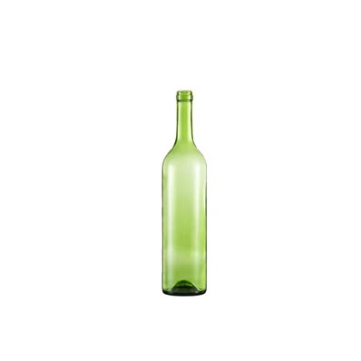 Wholesale 750ml glass green punted bordeaux bottles with corked lids