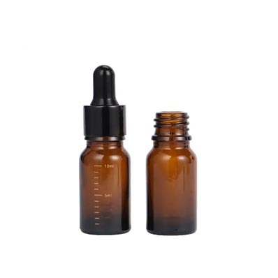 Wholesale 10ml amber glass massage oil bottles with scale for spa