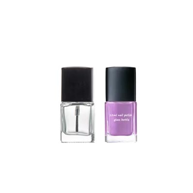 Wholesale reusable flat square 12ml glass nail polish bottles with caps