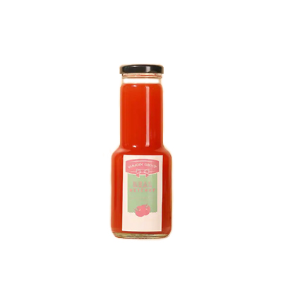 Long neck small 270ml glass ketchup bottle with metal lid