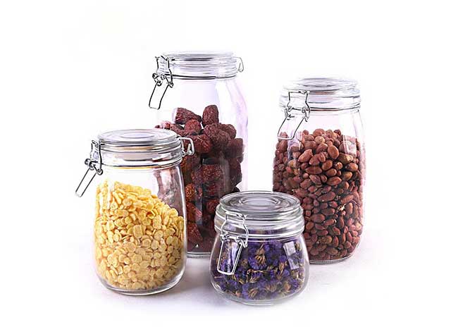 Food grade 3200ml factory price glass air tight jars wholesale with clip lids for food storage