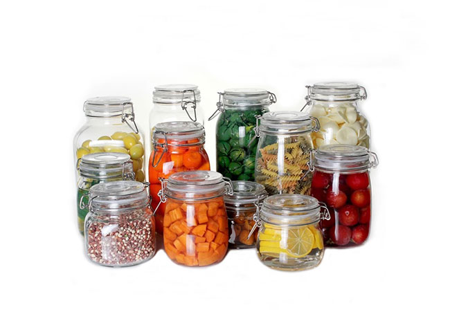 Low price vintage 1000ml glass airtight container jars bulk for biscuit/coffee/flour