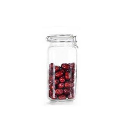 2100ml clear airtight round glass jars with clamp lids for food storage