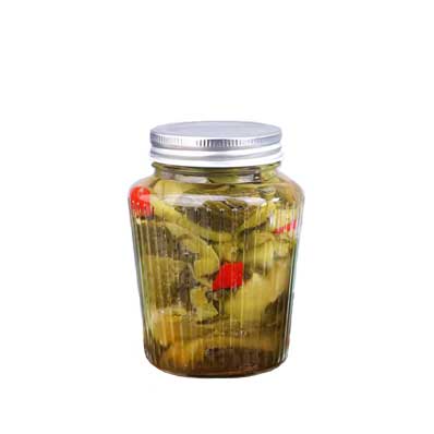 Wholesale wide mouth 500ml small glass pickle storage jars with metal screw lid