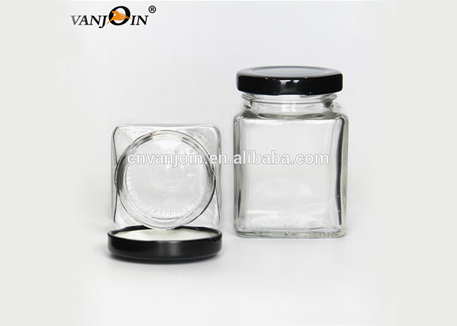 Crystal square shape Glass Jam Jar manufacturer with different size