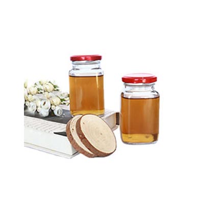 270ml Wholesale square glass storage jar with metal lid food glass jar