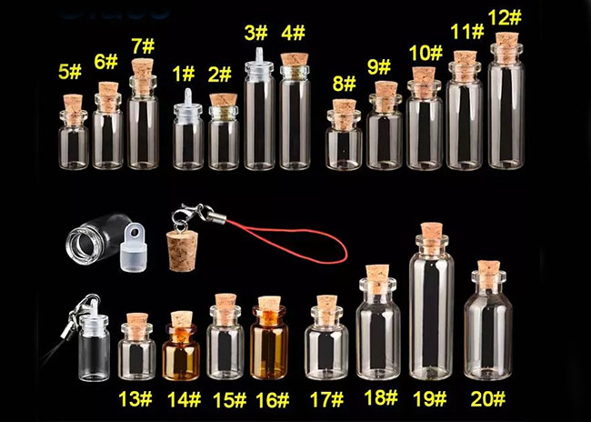 5ml enpty small glass vials with cork tops 