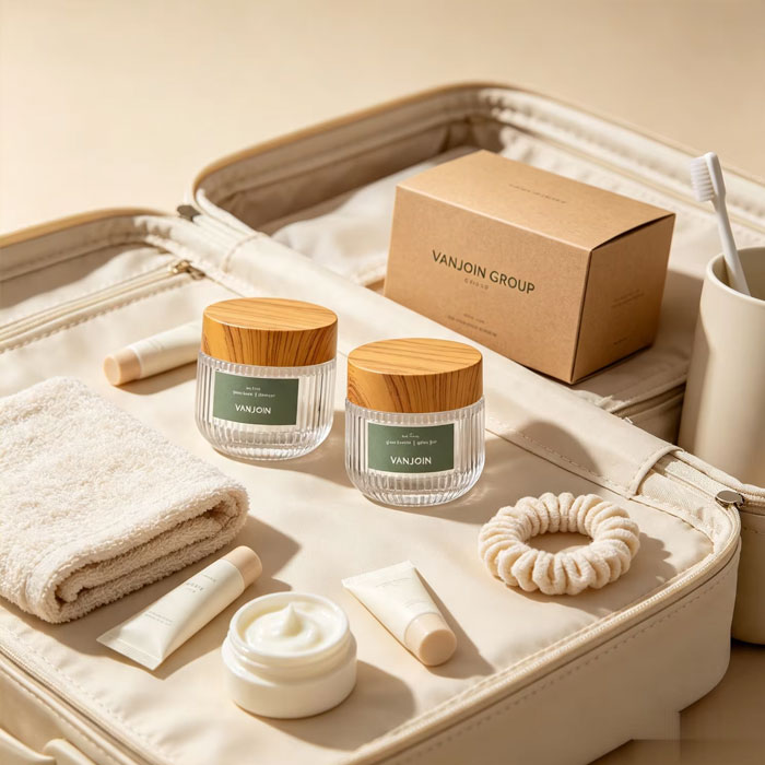 30g 50g Glass Cream Cosmetic Jar Luxury Cosmetic Packaging Face Cream Skincare Jar with Wooden Cap Wholesale