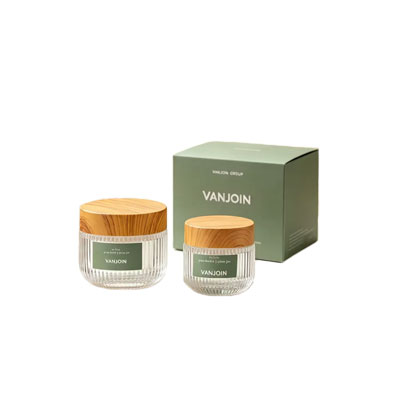 30g 50g Glass Cream Cosmetic Jar Luxury Cosmetic Packaging Face Cream Skincare Jar with Wooden Cap Wholesale