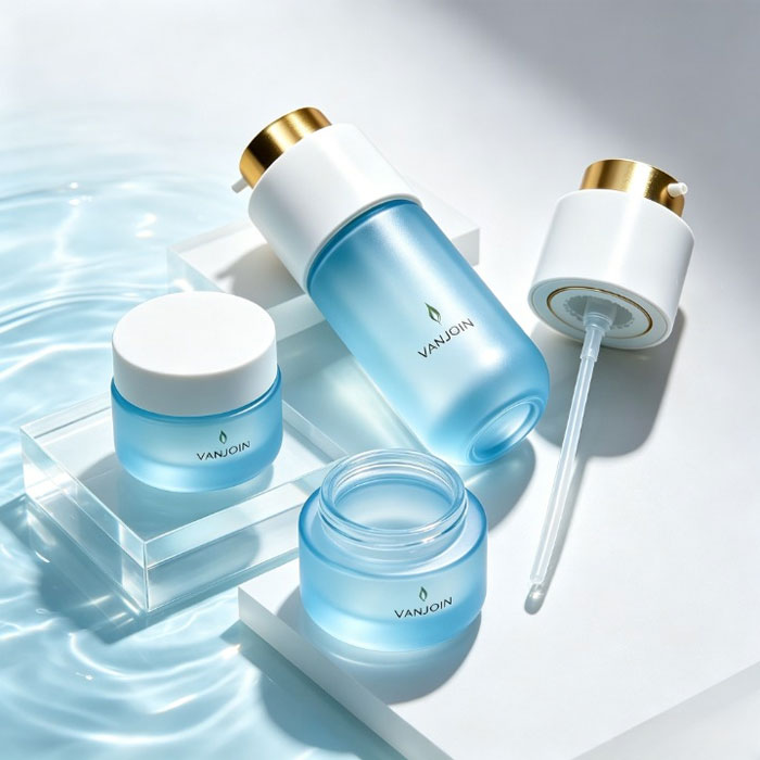50G 120ml Blue Glass Bottle Cosmetic Empty Packaging Skincare Serum Perfume Shampoo Empty Bottle Essential Oil Body Oil Jars