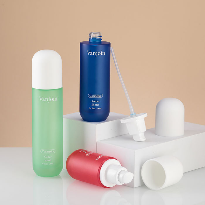 Refillable Glass Pump Bottle Dispenser 30ml 40ml 60ml 100ml 120ml Blue Travel Lotion Bottles with Pump for Toiletries Lotion Liquid Soap Shampoo Essential Oils