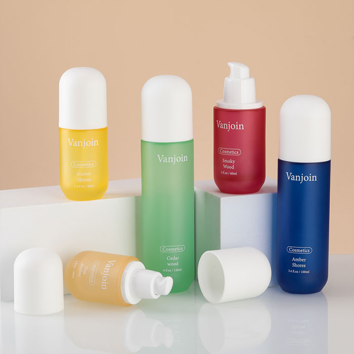 Refillable Glass Pump Bottle Dispenser 30ml 40ml 60ml 100ml 120ml Blue Travel Lotion Bottles with Pump for Toiletries Lotion Liquid Soap Shampoo Essential Oils
