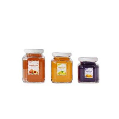 New design clear square 250ml glass sauce jars with lids for honey/jam/chilli