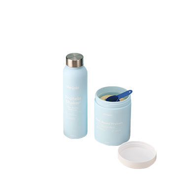 Wide mouth straight side glass food storage container, airtight glass jar and protein shaker bottle for Gym fitness