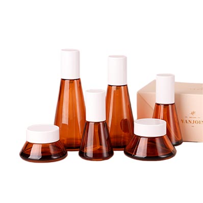 Premium  Amber Glass Travel Size Bottles, Mini Makeup Containers Cosmetic Lotion Containers Refillable BPA Free Leak Proof with Pump Spray for Liquid Toners Serum Cream