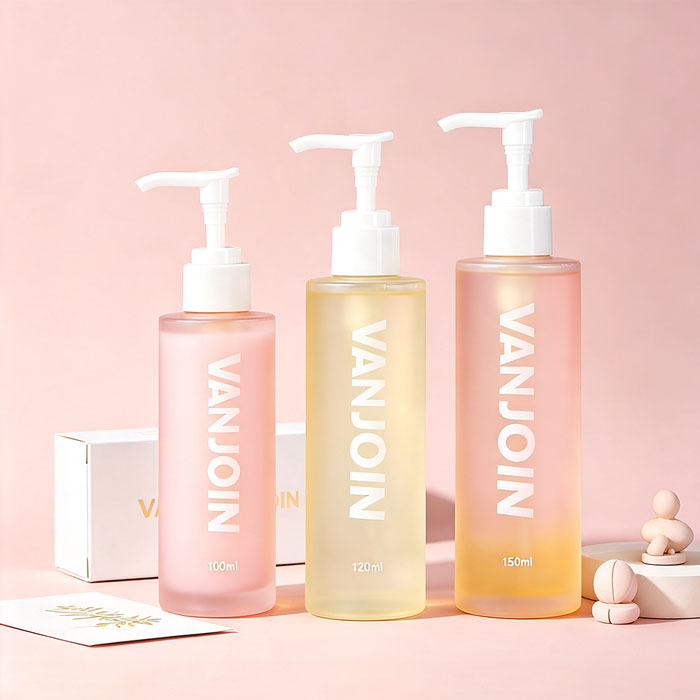 Glass Skincare Travel Containers Mini Makeup Containers Travel Size Toiletries Bottles with Pump Spray and box packaging for Liquid Serum Cream Moisturizers Oils
