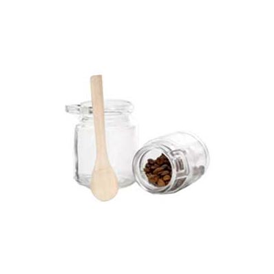 Wholesale clear round 250ml glass bath salt jar with spoon and corked lid