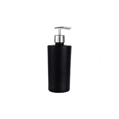 Wholesale refillable 450ml black glass gel shower bottle with pump dispenser