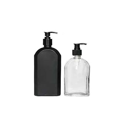 500ml flat empty black glass lotion bottles with dispenser pump