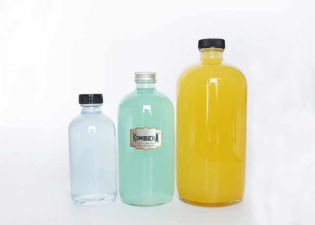 16 oz Clear Boston Round Glass Bottle