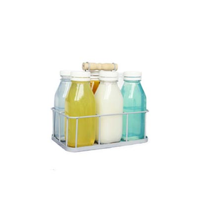 Free sample 16oz french square glass bottles with twist off caps for Milk/Juice