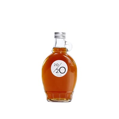 Custom 8oz 16oz clear glass maple syrup bottles with loop handle and lids